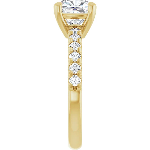 Cushion Four Claw Set Style Engagement Ring