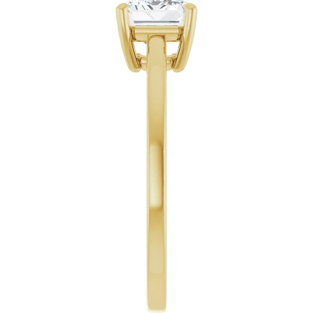 Emerald Yellow Gold Solitaire Moissanite Engagement Ring
