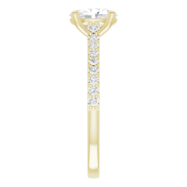 Oval Yellow Gold Pave Style Moissanite Engagement Ring