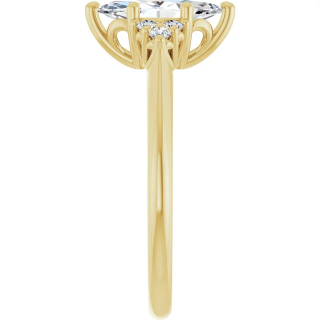 Marquise Yellow Gold Accent Style Moissanite Engagement Ring