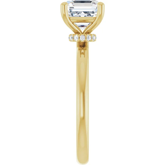 Asscher Yellow Gold Solitaire Moissanite Engagement Ring