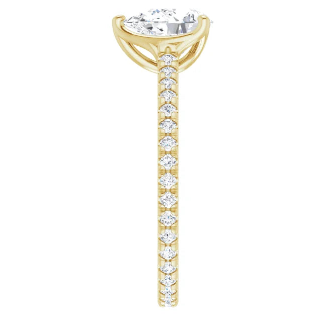 Pear Claw Set Eternity Style Engagement Ring