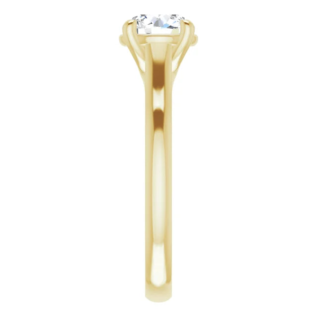 Four Claw Round Brilliant Yellow Gold Solitaire Moissanite Engagement Ring