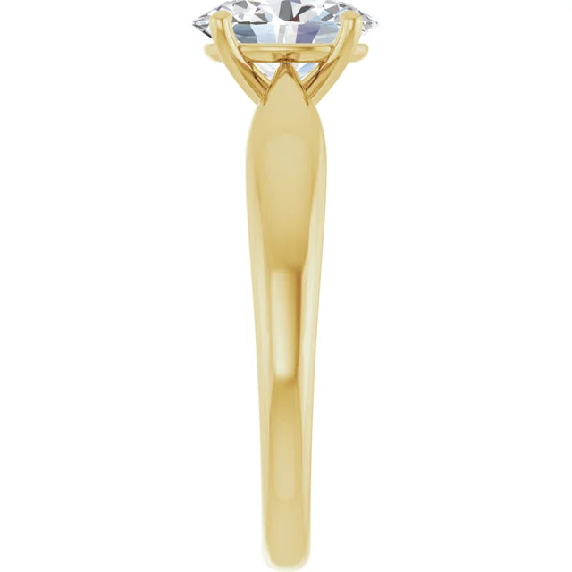 Oval Yellow Gold Solitaire Moissanite Engagement Ring