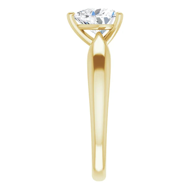 Heart Yellow Gold Solitaire Moissanite Engagement Ring