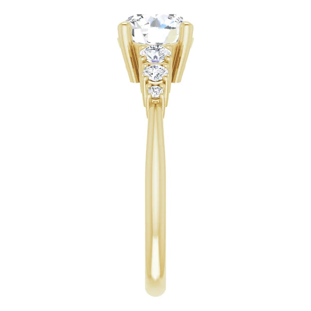 Round Brilliant Multi Stone Accent Style Engagement Ring