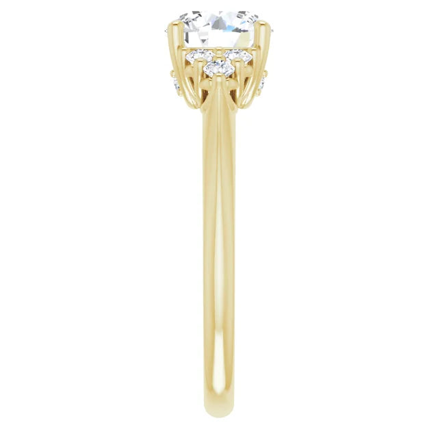 Round Brilliant Yellow Gold Accent Style Moissanite Engagement Ring