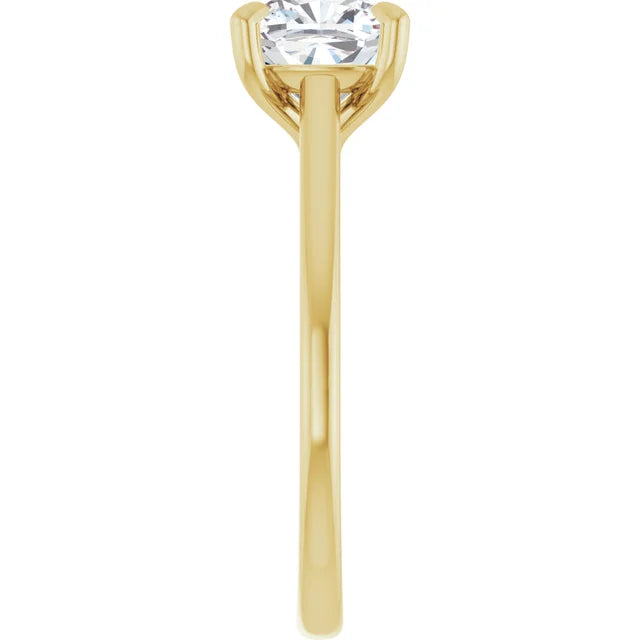 Four Claw Cushion Solitaire Engagement Ring