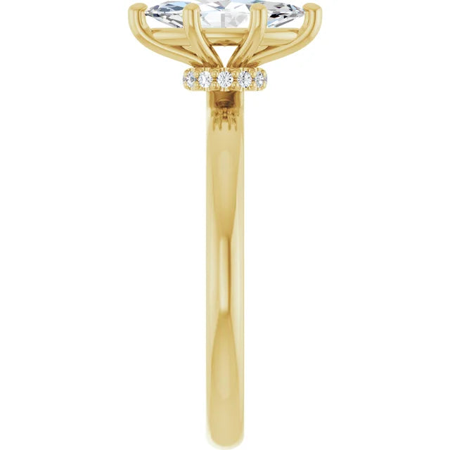 Marquise Yellow Gold Solitaire Moissanite Engagement Ring