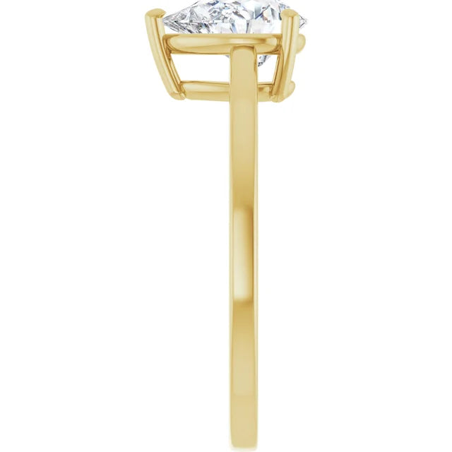 Pear Yellow Gold Solitaire Moissanite Engagement Ring