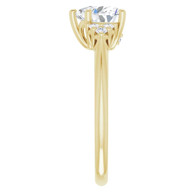 Heart Yellow Gold Accent Style Moissanite Engagement Ring