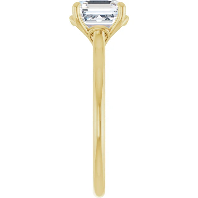 Four Claw Asscher Solitaire Engagement Ring