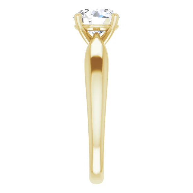 Round Brilliant Yellow Gold Solitaire Moissanite Engagement Ring