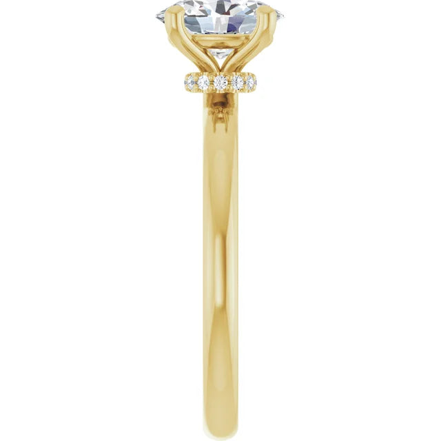 Oval Low Hidden Halo Solitaire Engagement Ring