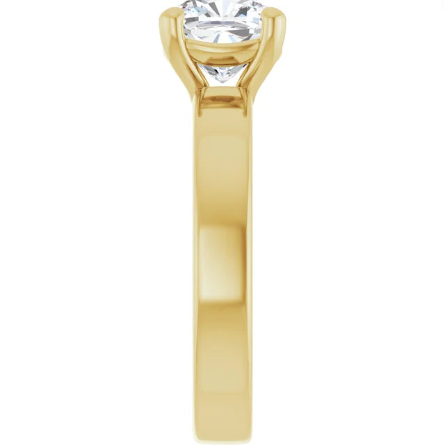 Cushion Wide Band Solitaire Engagement Ring
