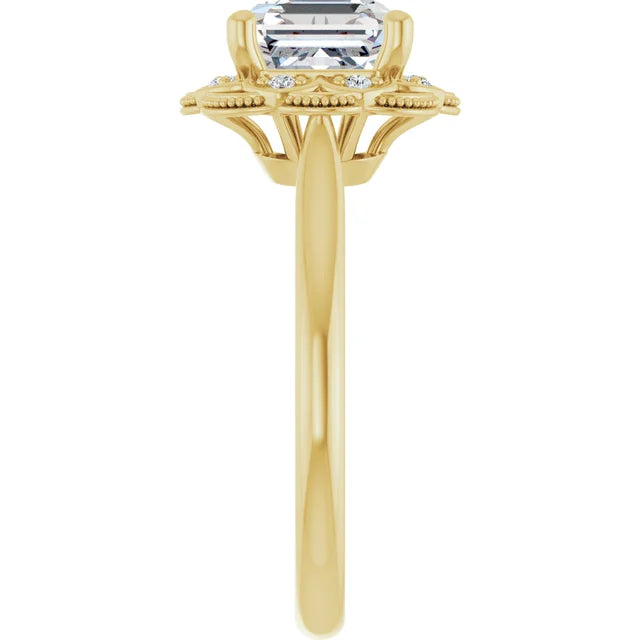 Asscher Antique Inspired Design Engagement Ring