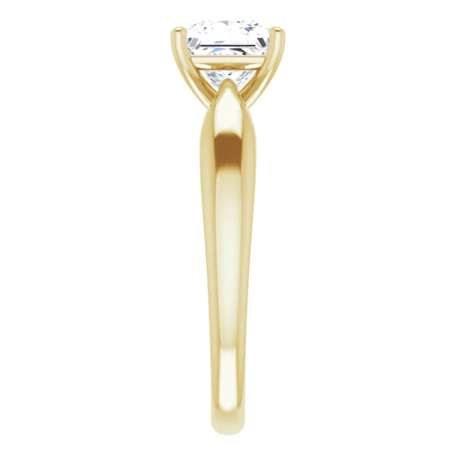 Princess Yellow Gold Solitaire Moissanite Engagement Ring