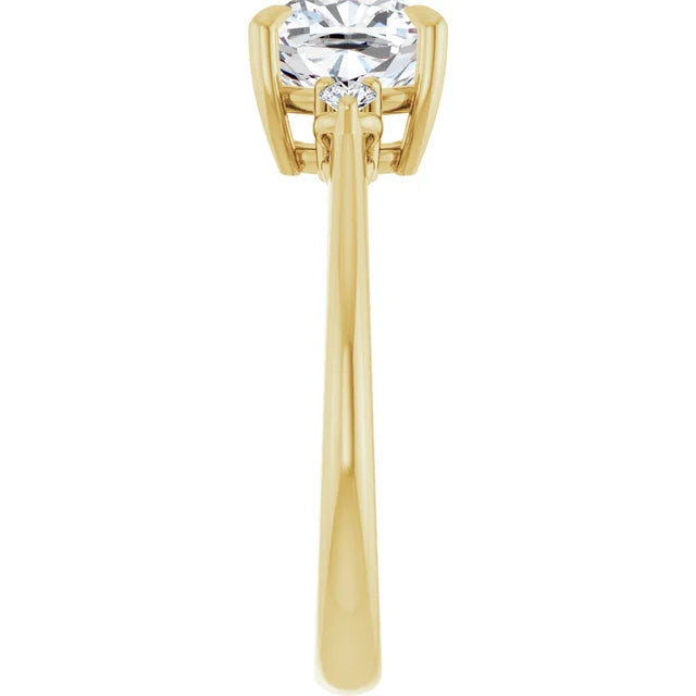 Cushion Yellow Gold Accent Moissanite Engagement Ring
