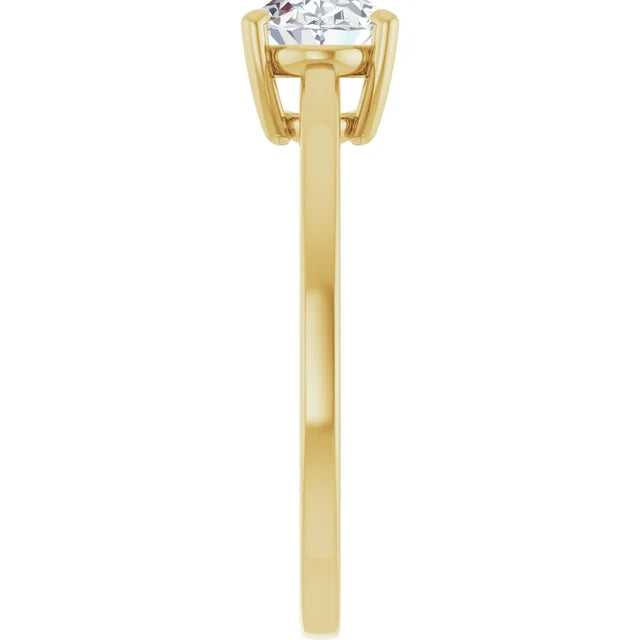 Oval Yellow Gold Solitaire Moissanite Engagement Ring