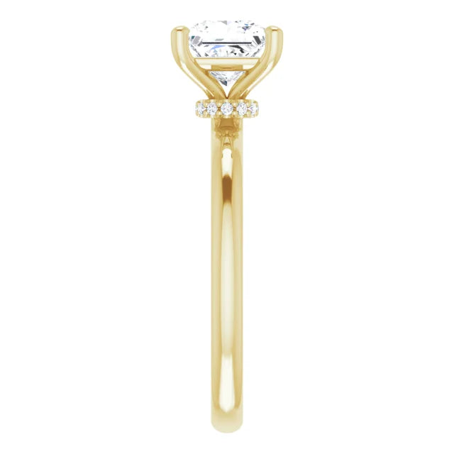 Princess Yellow Gold Solitaire Moissanite Engagement Ring