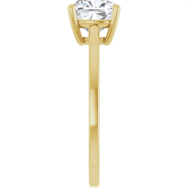 Cushion Yellow Gold Solitaire Moissanite Engagement Ring