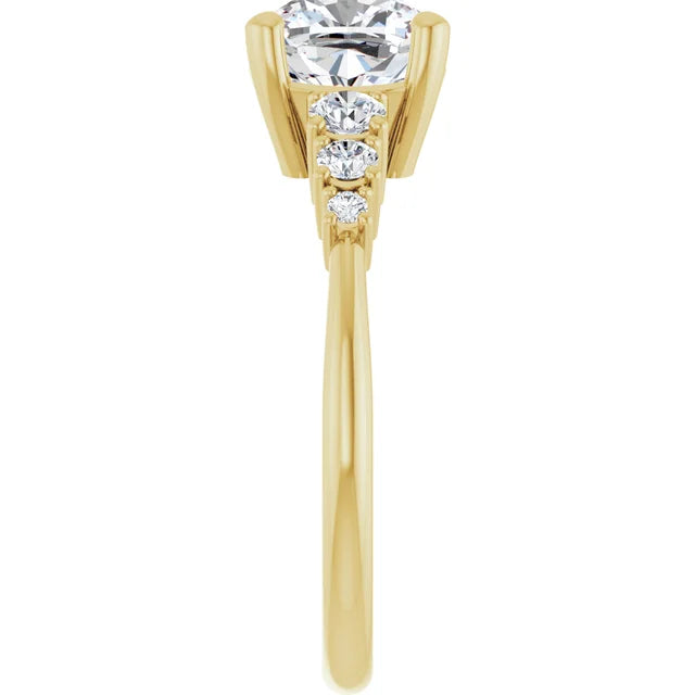 Cushion Multi Stone Accent Style Engagement Ring