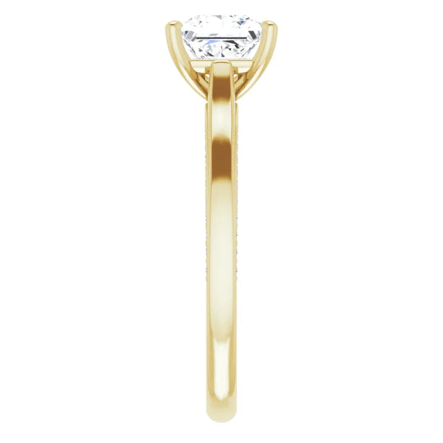 Princess Yellow Gold Solitaire Moissanite Engagement Ring