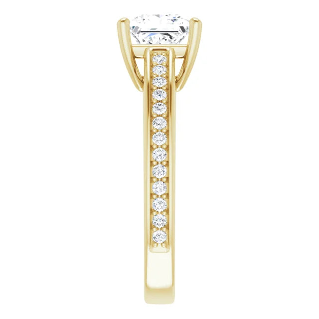 Princess Yellow Gold Claw Set Style Moissanite Engagement Ring