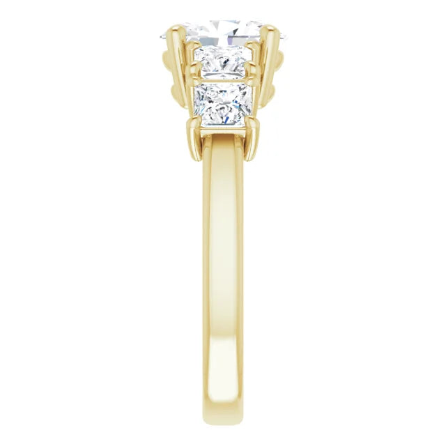 Oval Multi Stone Accent Style Engagement Ring