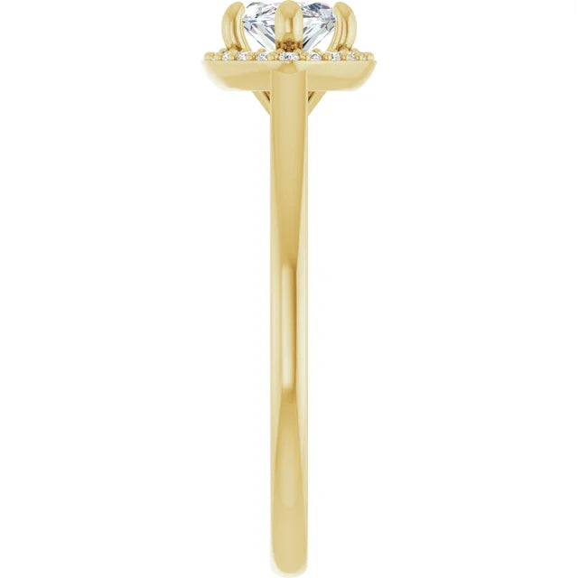 Marquise Yellow Gold East West Halo Moissanite Engagement Ring