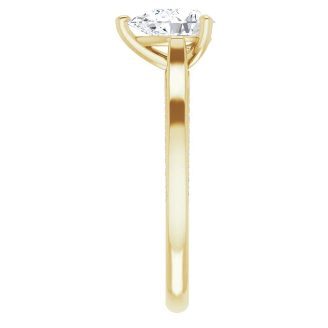 Pear Yellow Gold Solitaire Moissanite Engagement Ring