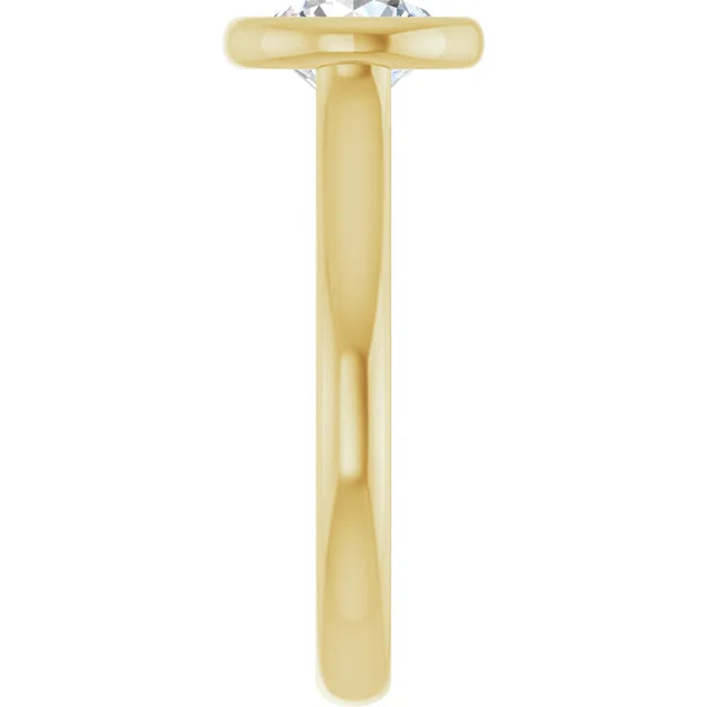 Round Brilliant Yellow Gold Solitaire Bezel Moissanite Engagement Ring