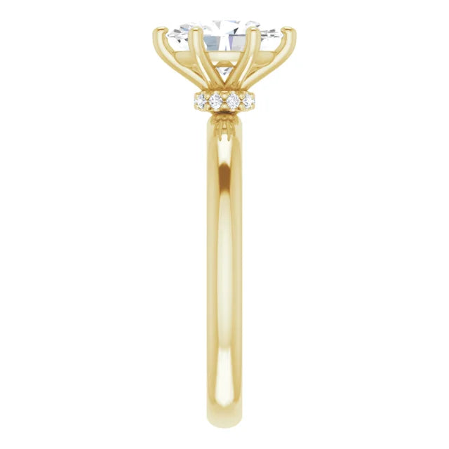 Oval Yellow Gold Solitaire Moissanite Engagement Ring