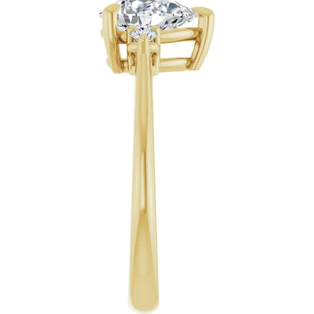 Pear Yellow Gold Accent Moissanite Engagement Ring