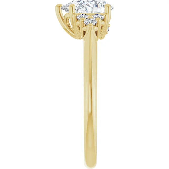 Pear Yellow Gold Accent Style Moissanite Engagement Ring