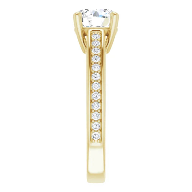 Round Brilliant Yellow Gold Claw Set Style Moissanite Engagement Ring