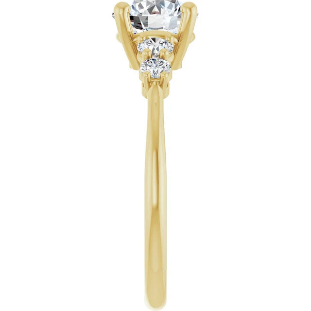 Round Brilliant Multi Stone Accent Style Engagement Ring