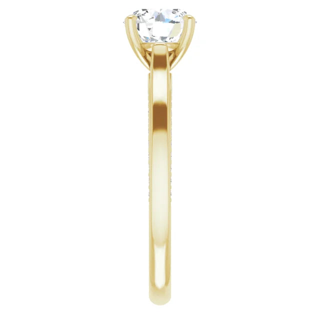Round Brilliant Solitaire & Hidden Diamond Band Engagement Ring