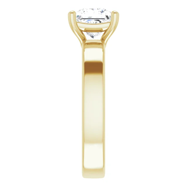 Princess Wide Band Solitaire Engagement Ring