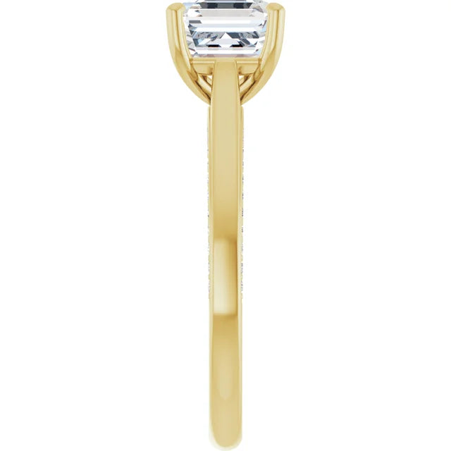 Asscher Yellow Gold Solitaire Moissanite Engagement Ring