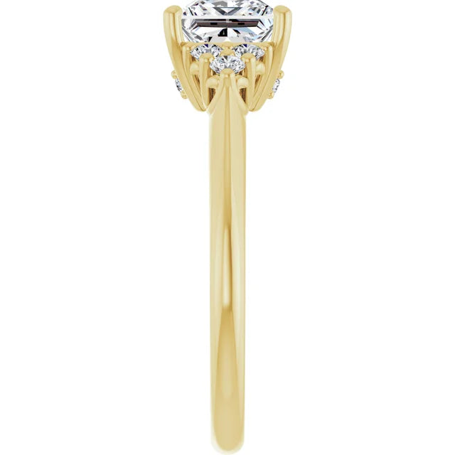 Princess Yellow Gold Accent Style Moissanite Engagement Ring