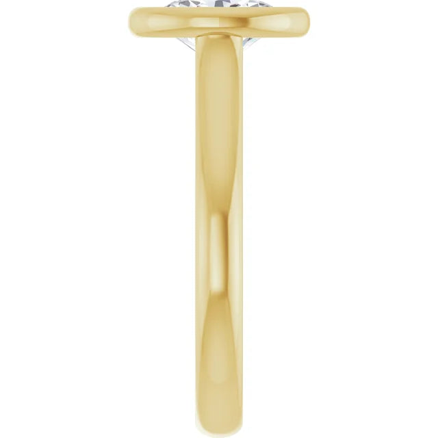 Oval Solitaire Yellow Gold Bezel Moissanite Engagement Ring