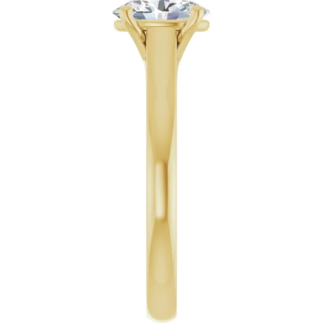 Four Claw Oval Yellow Gold Solitaire Moissanite Engagement Ring