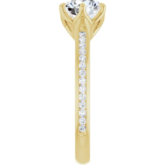 Round Brilliant Six Claw Channel Set Style Engagement Ring