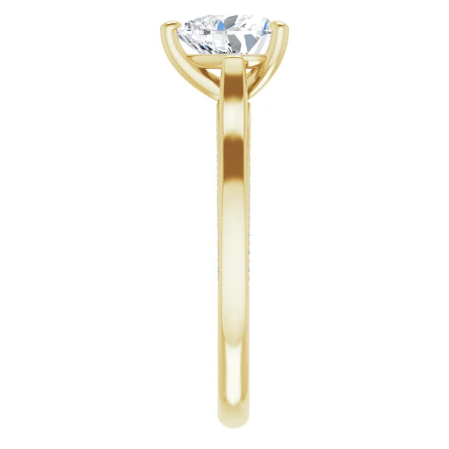 Heart Yellow Gold Solitaire Moissanite Engagement Ring