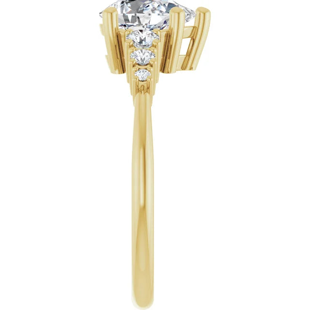 Pear Multi Stone Accent Style Engagement Ring