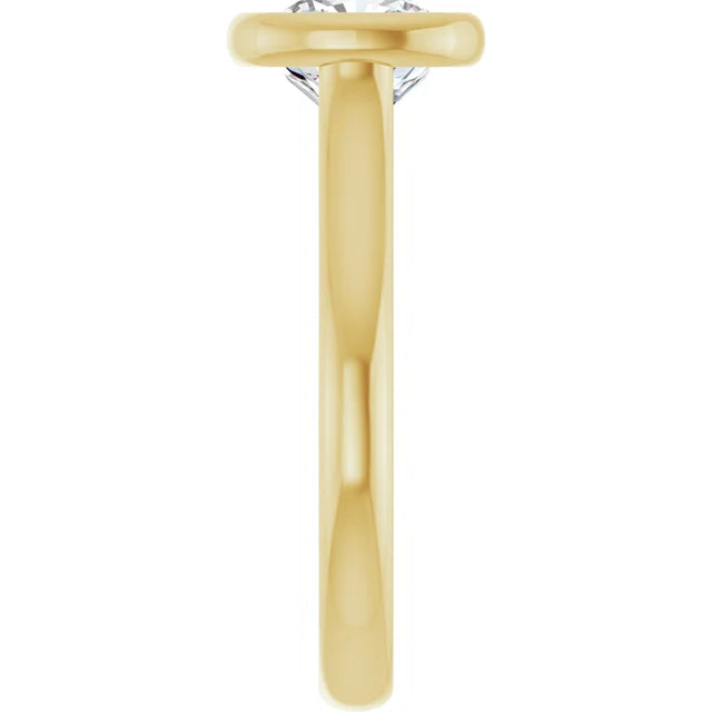 Cushion Yellow Gold Bezel Solitaire Moissanite Engagement Ring