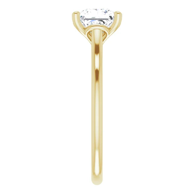 Princess Yellow Gold Four Claw Solitaire Moissanite Engagement Ring