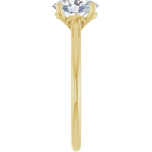 Oval Yellow Gold Four Claw Solitaire Moissanite Engagement Ring