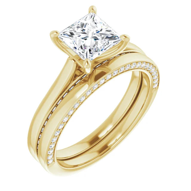 Princess Yellow Gold Solitaire Moissanite Engagement Ring